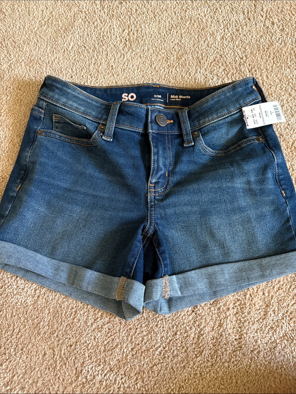 SO Dark Blue Rolled Hem Denim Shorts
